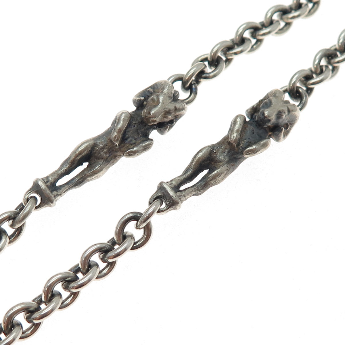 Theo Fennell Sterling Silver Vintage London Aries Zodiac Oxidized Necklace 40"