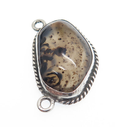 925 Sterling Silver Vintage Real Agate Centerpiece Pendant
