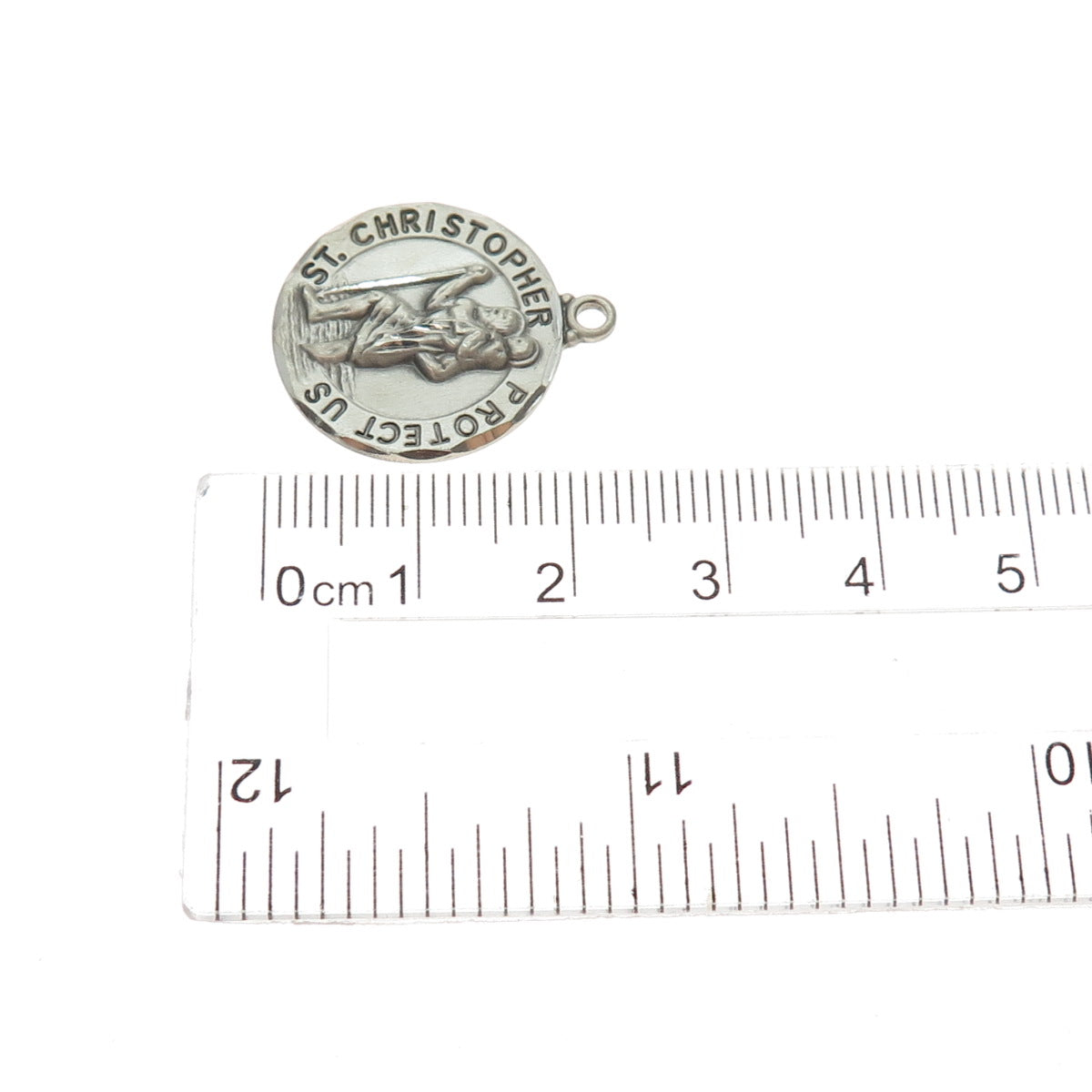 TRU-KAY 925 Sterling Silver Vintage St. Christopher Mini Charm Pendant