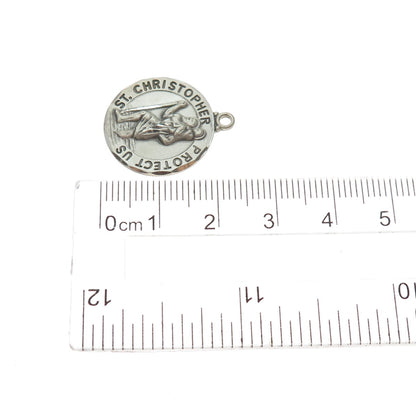 TRU-KAY 925 Sterling Silver Vintage St. Christopher Mini Charm Pendant