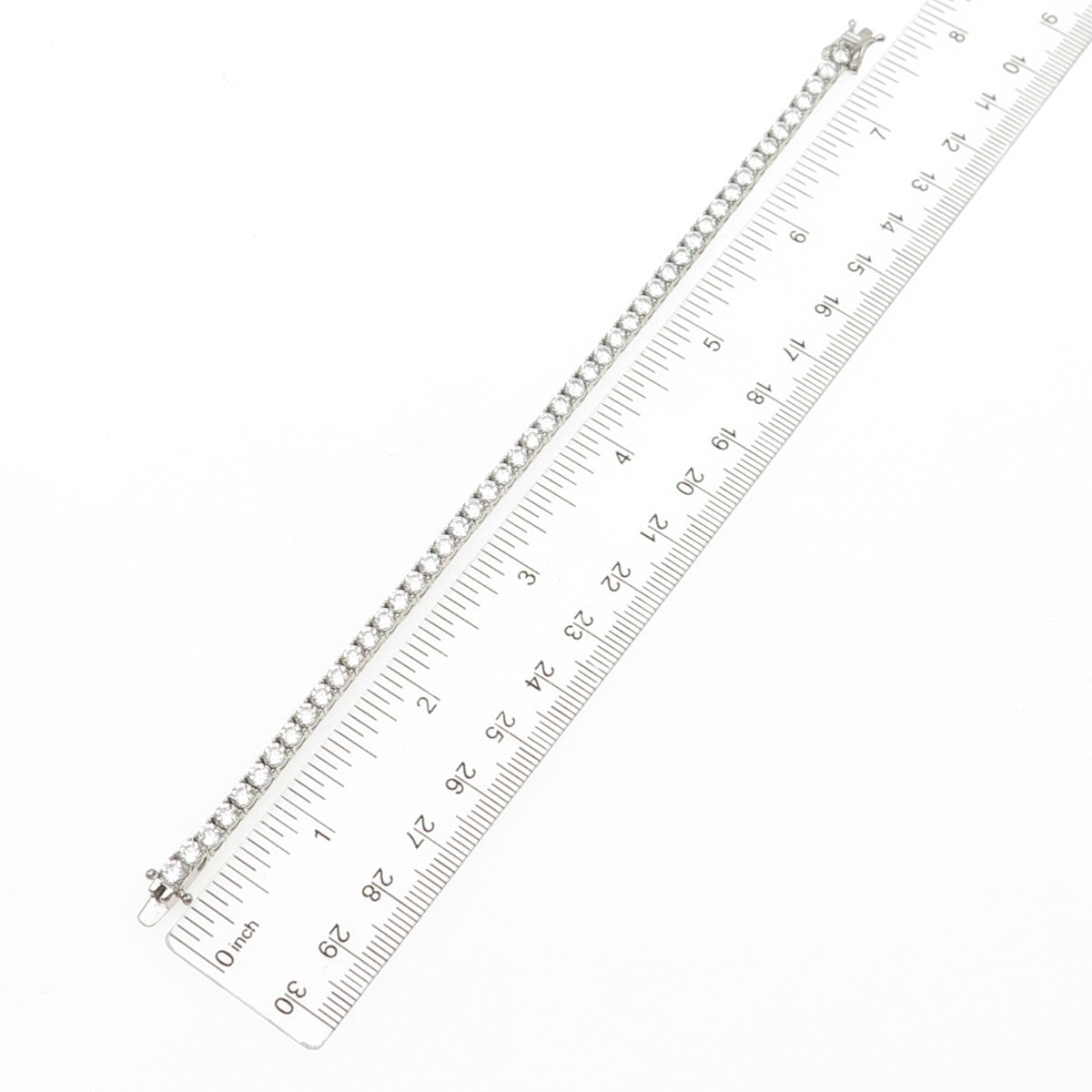 925 Sterling Silver Round-Cut C Z Tennis Link Bracelet 7"