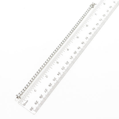 925 Sterling Silver Round-Cut C Z Tennis Link Bracelet 7"