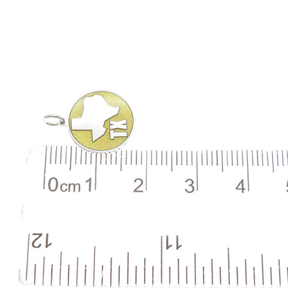 925 Sterling Silver Yellow Enamel Texas State Map Minimalist Charm Pendant