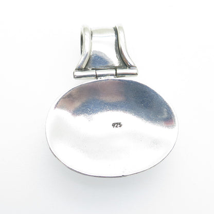 925 Sterling Silver Vintage Real Red Turquoise Modernist Pendant
