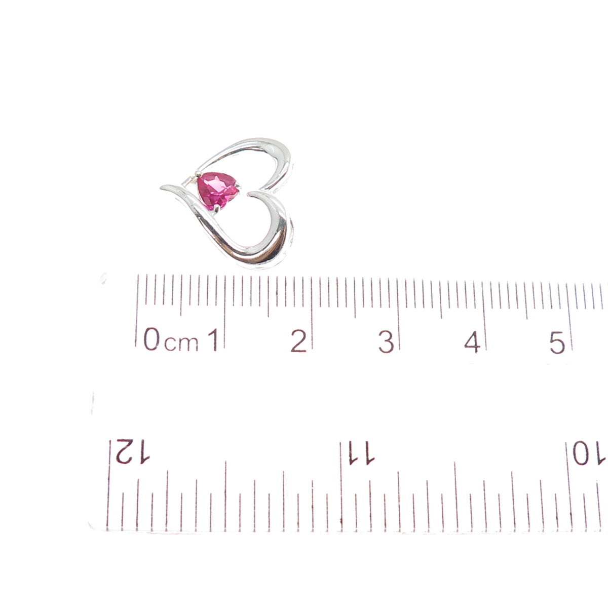 925 Sterling Silver Lab-Created Ruby Heart Mini Slide Charm Pendant