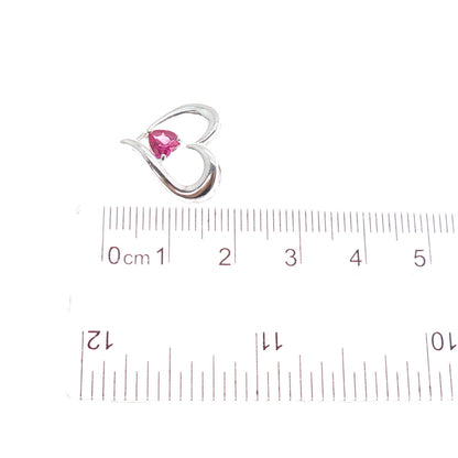 925 Sterling Silver Lab-Created Ruby Heart Mini Slide Charm Pendant