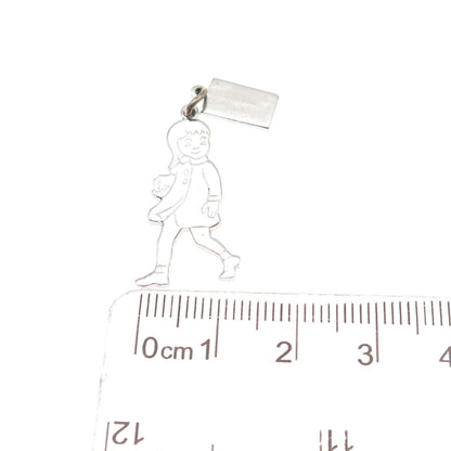 Griffith & Sons Sterling Silver Vintage First Day of School Girl Charm Pendant