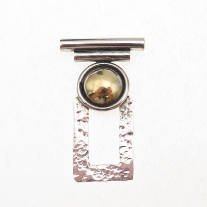 Kabana 925 Sterling Silver 2-Tone Vintage Modernist Hammered Slide Pendant