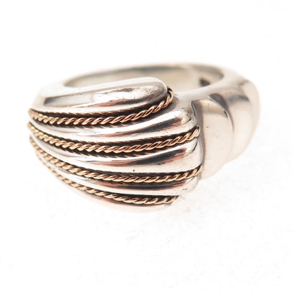Monica Jain 925 Sterling Silver 14K Gold Vintage Seashell Ring Size 7