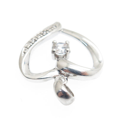 SAI 925 Sterling Silver Round-Cut C Z Heart Minimalist Charm Pendant