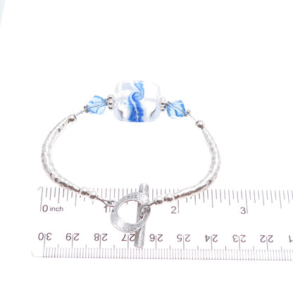 JOSHUA BENBASSAT JBB 925 Sterling Silver Vintage Murano Glass Bracelet 6.25"