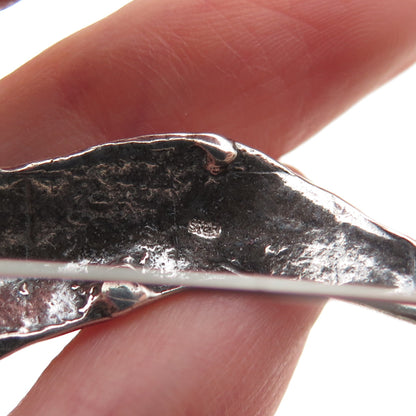 925 Sterling Silver Vintage Modernist Manta Ray Oxidized Pin Brooch