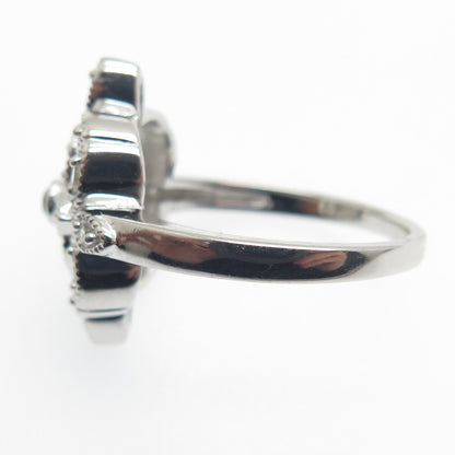 925 Sterling Silver Round-Cut C Z Floral Ring Size 6.25