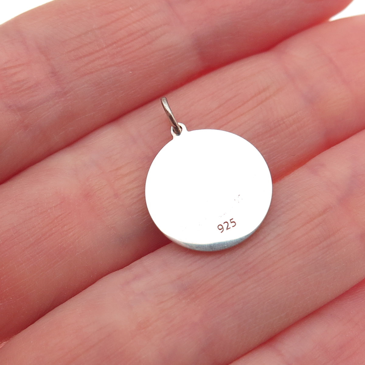925 Sterling Silver Purple Enamel Mom & Child Cat Round Tag Mini Charm Pendant