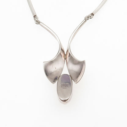 Niels Erik From 925S Sterling Silver Vintage Denmark Real Amethyst Necklace 16"