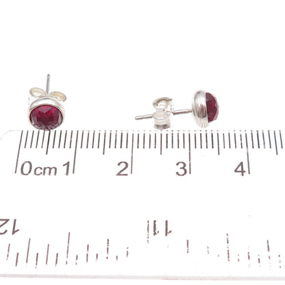 Pandora 925 Sterling Silver Real Red Garnet January Birthstone Stud Earrings