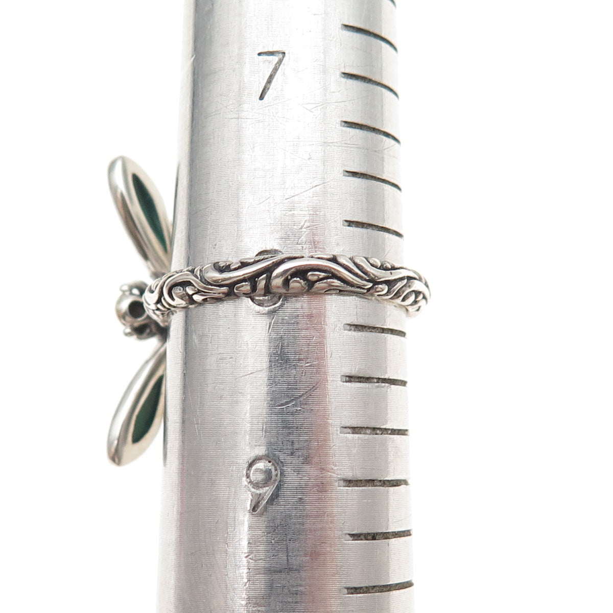 Samuel Benham Sterling 18K Gold Turquoise & Abalone Shell Dragonfly Ring Size 8