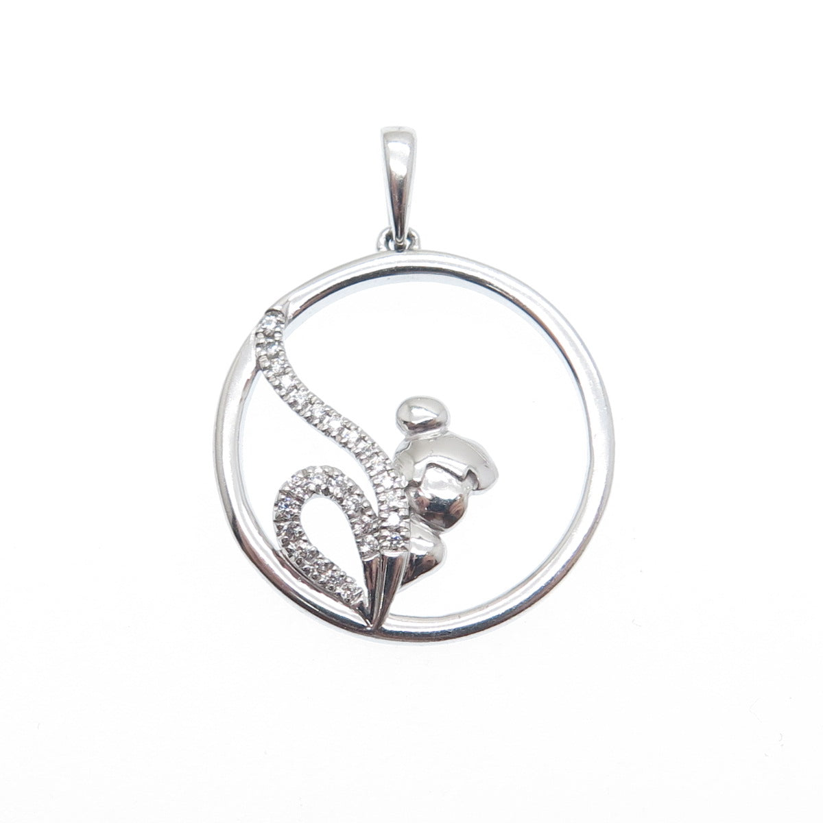 925 Sterling Silver Round-Cut C Z Tinker Bell Charm Pendant