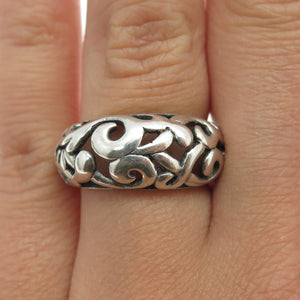 925 Sterling Silver Vintage Signature Scroll Ring Size 7