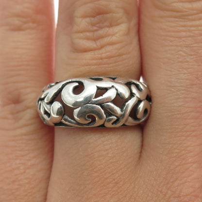 925 Sterling Silver Vintage Signature Scroll Ring Size 7