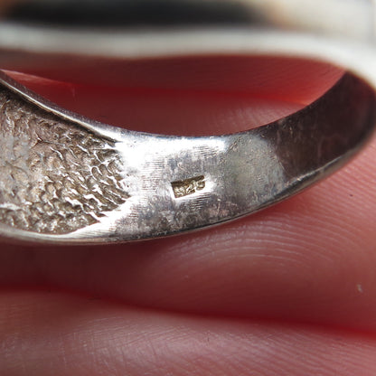 925 Sterling Silver Vintage Modernist Twisted Oxidized Ring Size 8.25