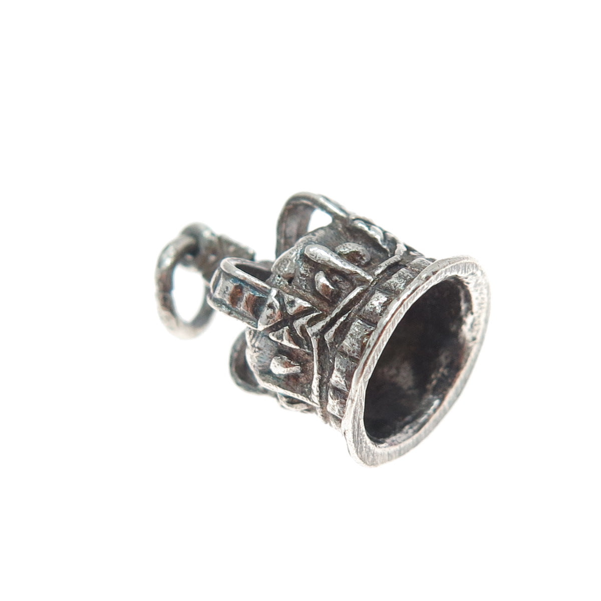 925 Sterling Silver Vintage Royal Crown Fleur de Lis Oxidized 3D Charm Pendant