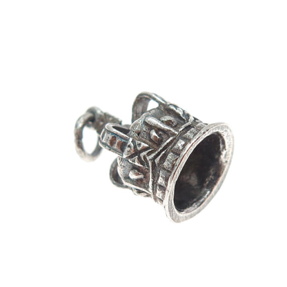 925 Sterling Silver Vintage Royal Crown Fleur de Lis Oxidized 3D Charm Pendant