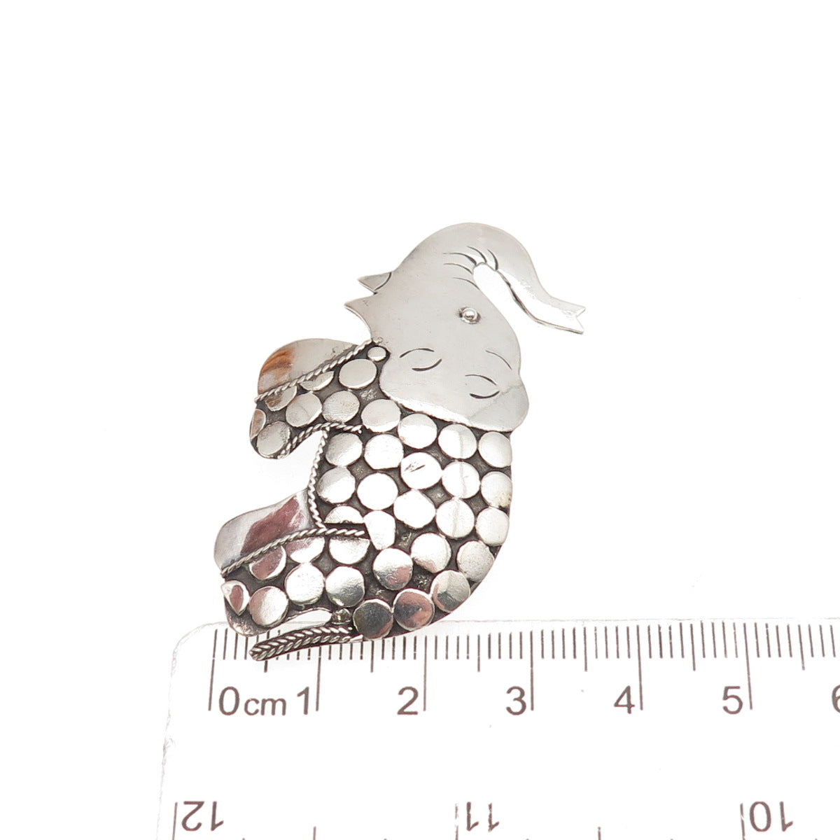 925 Sterling Silver Vintage Elephant Dotted Oxidized Pin Brooch