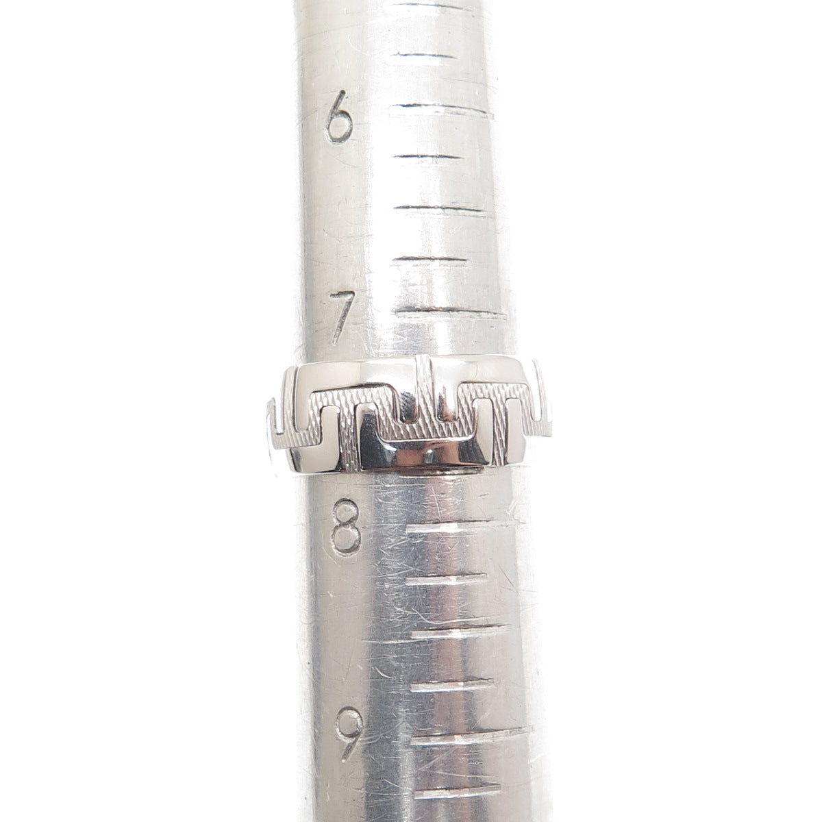 NEOS 925 Sterling Silver Textured Greek Maze Band Ring Size 7.75