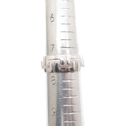 NEOS 925 Sterling Silver Textured Greek Maze Band Ring Size 7.75
