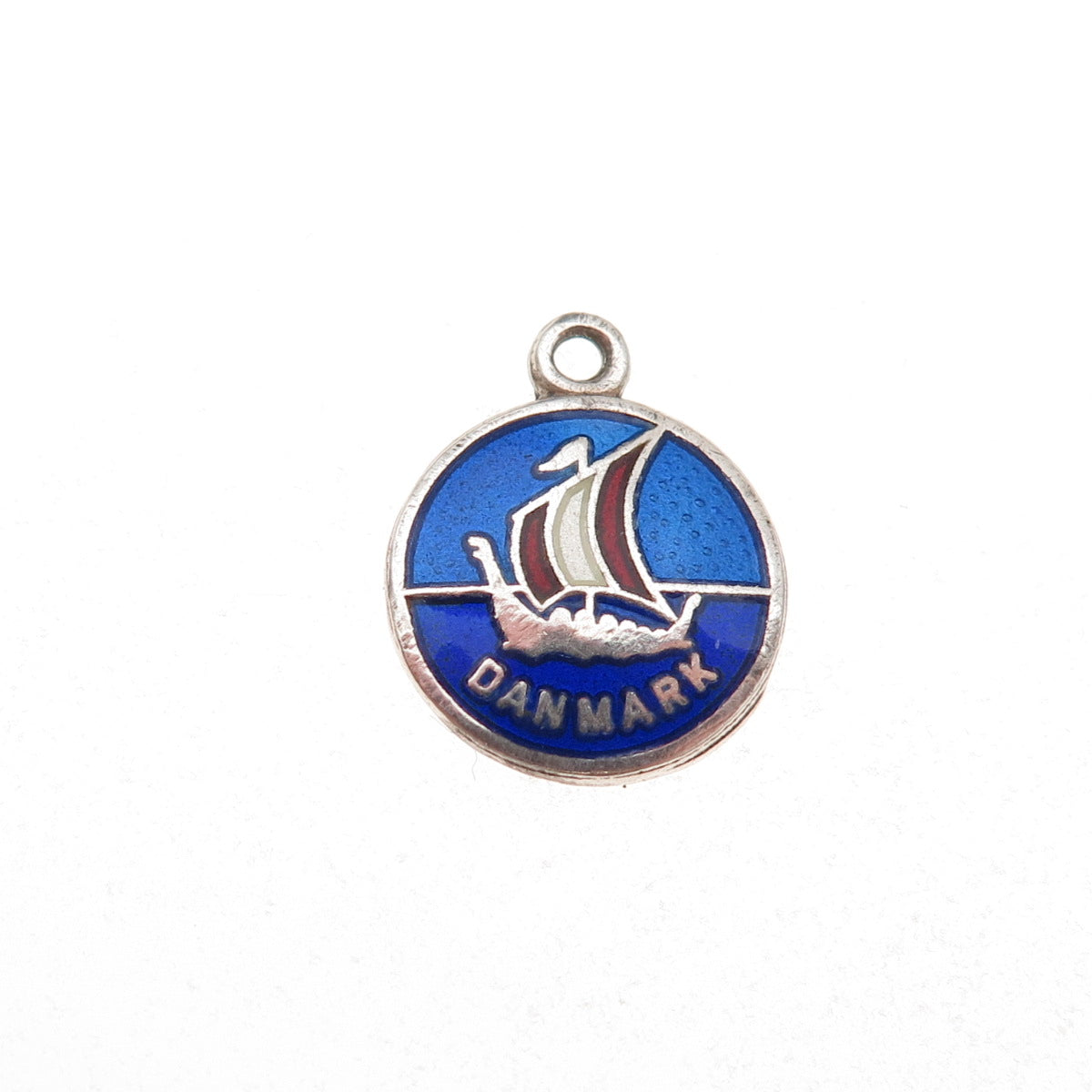 Viscandia Schomacker Sterling Silver Vintage Denmark Enamel Ship Charm Pendant