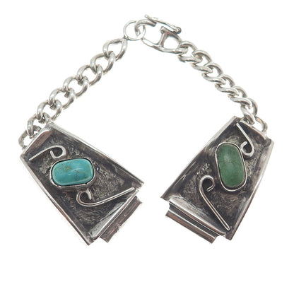 916 Silver Vintage Poland Real Multi-Turquoise Watch Band Bracelet 6"