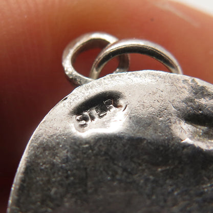 925 Sterling Silver Vintage Wood Dome Pendant
