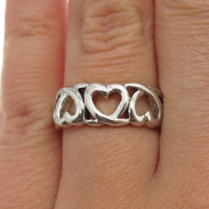 925 Sterling Silver Vintage Loving Heart Ring Size 7.25