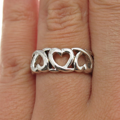 925 Sterling Silver Vintage Loving Heart Ring Size 7.25