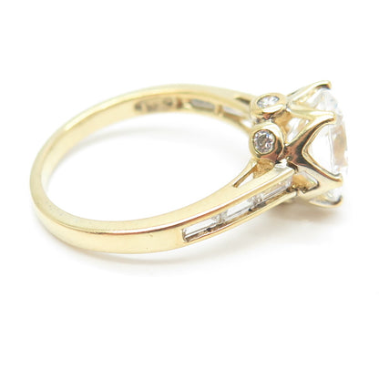 925 Sterling Silver Gold Plated Round-Cut C Z Engagement Ring Size 9.25