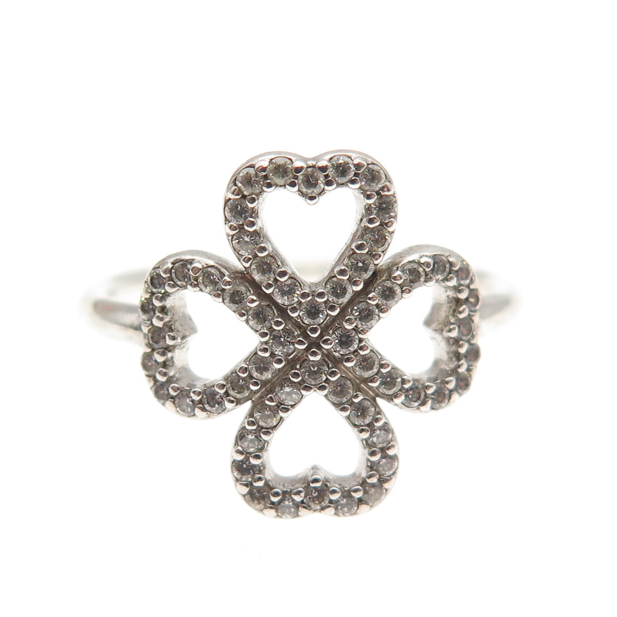 Pandora 925 Sterling Silver Round-Cut C Z Petals of Love Ring Size 6.25
