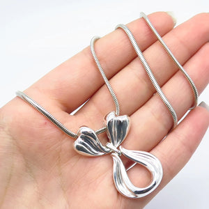 925 Sterling Silver Vintage Kabana Bow Snake Chain Necklace 18"
