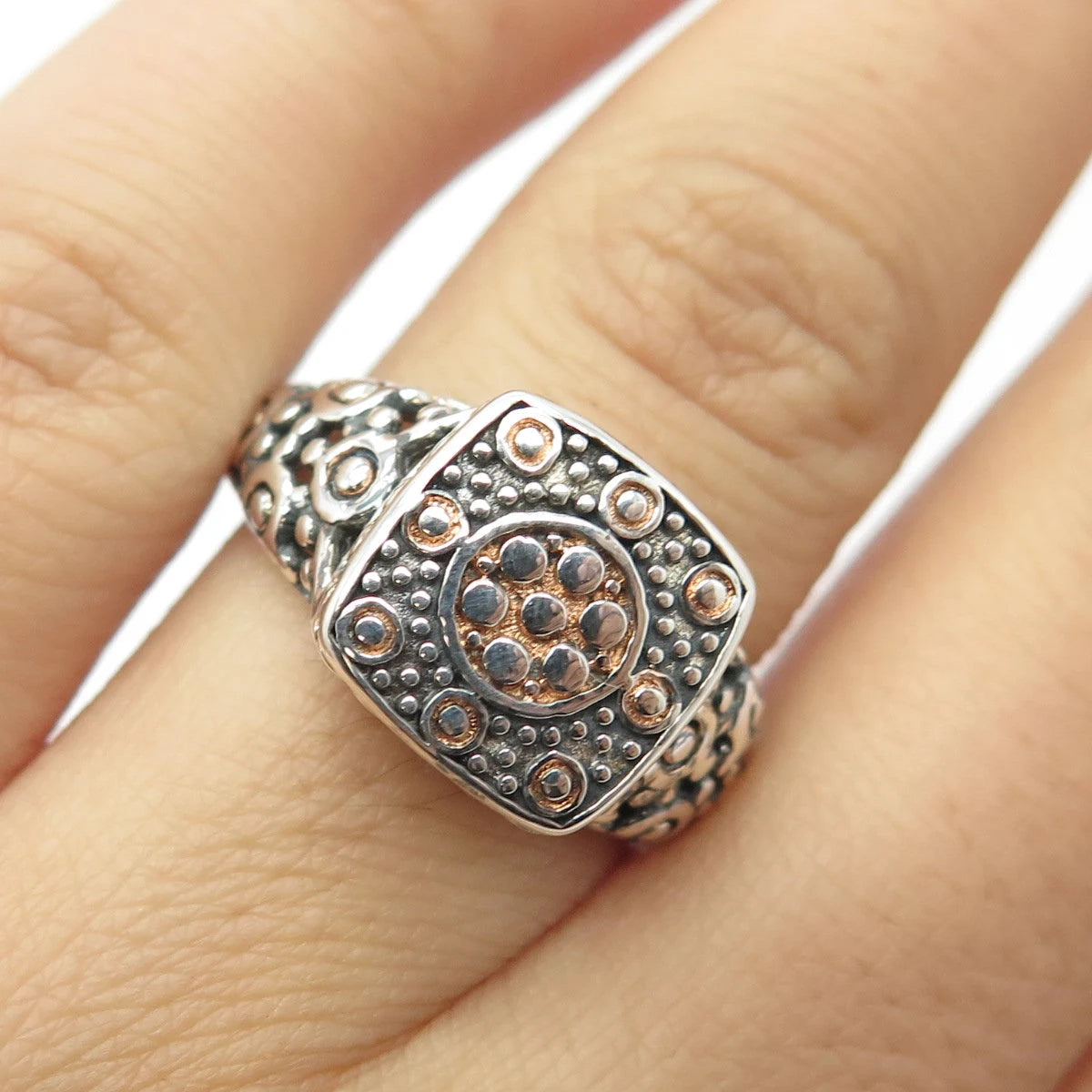 925 Sterling Silver Vintage Ethnic Ring Size 7