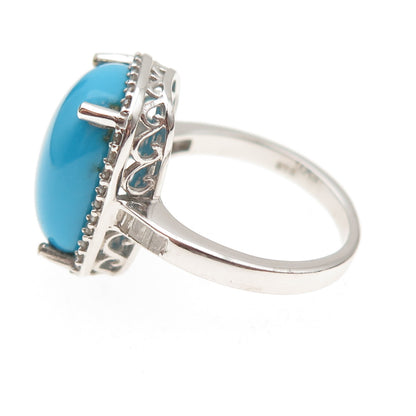 Chuck Clemency 925 Sterling Silver Real Diamond & Turquoise Ring Size 8