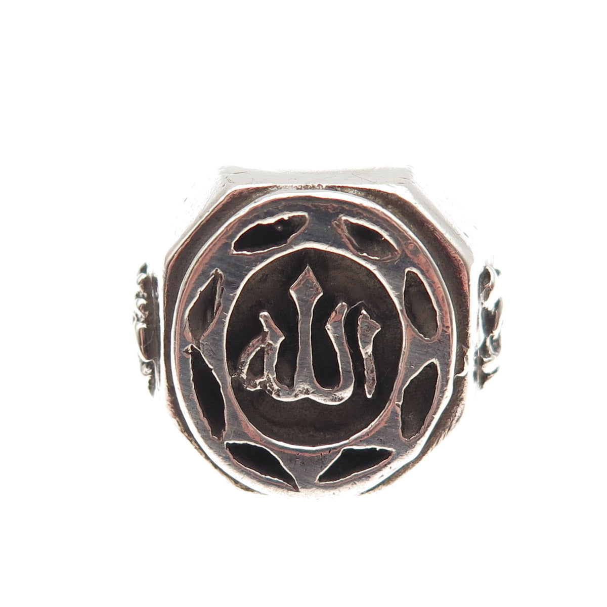925 Sterling Silver Vintage Allah Islam Religious Oxidized Signet Ring Size 9