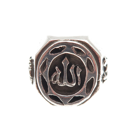 925 Sterling Silver Vintage Allah Islam Religious Oxidized Signet Ring Size 9