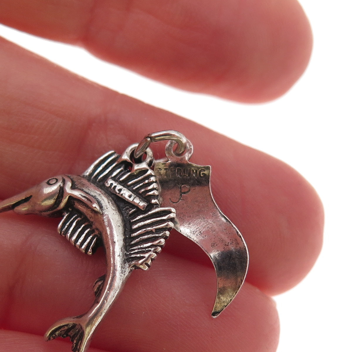 Pacific Jewelry 925 Sterling Silver Vintage Swordfish Oxidized Charm Pendant