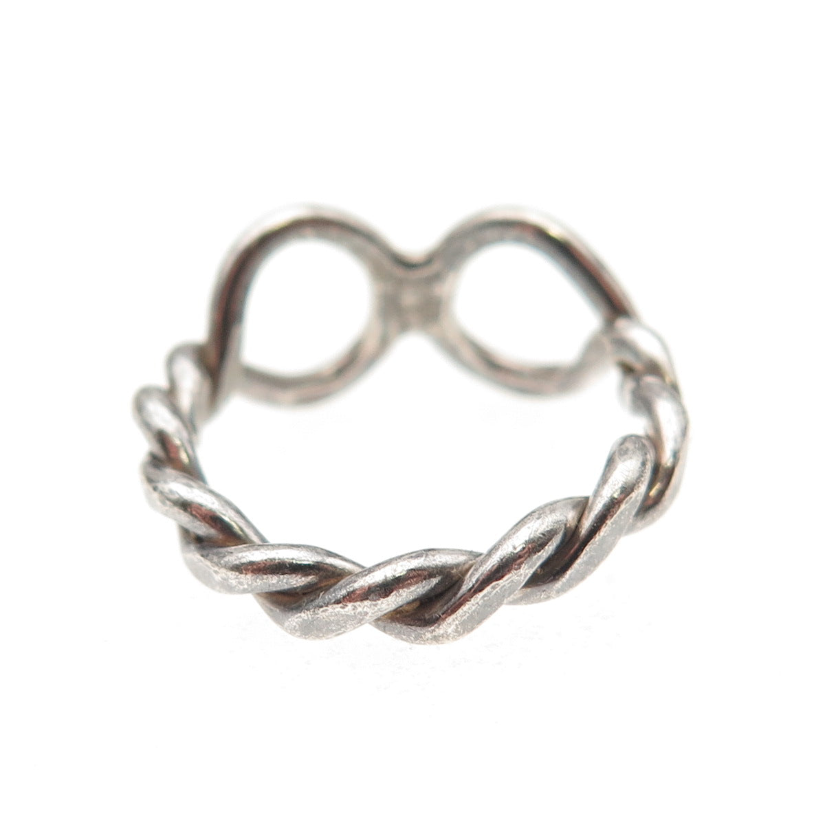 925 Sterling Silver Vintage Infinity Twisted Oxidized Ring Size 5.25