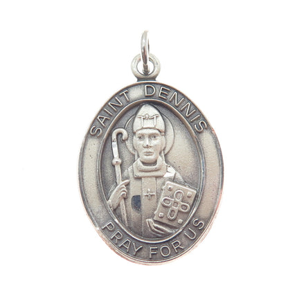 925 Sterling Silver Vintage JCC St. Dennis Religious Charm Pendant