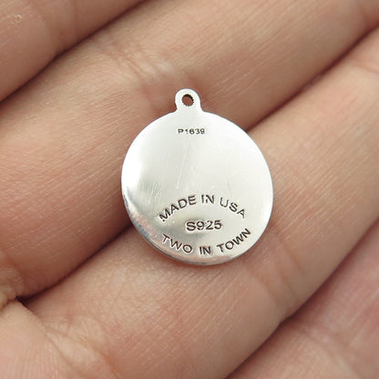 925 Sterling Silver USA Two In Town Dinosaur Charm Pendant