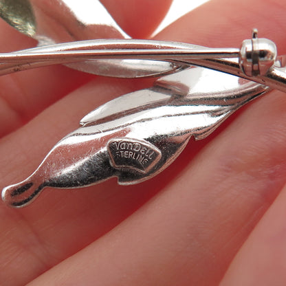 Van Dell 925 Sterling Silver Vintage Tulip Floral Pin Brooch
