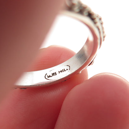 Lois Hill 925 Sterling Silver Vintage Granulated Scroll Band Ring Size 7.25