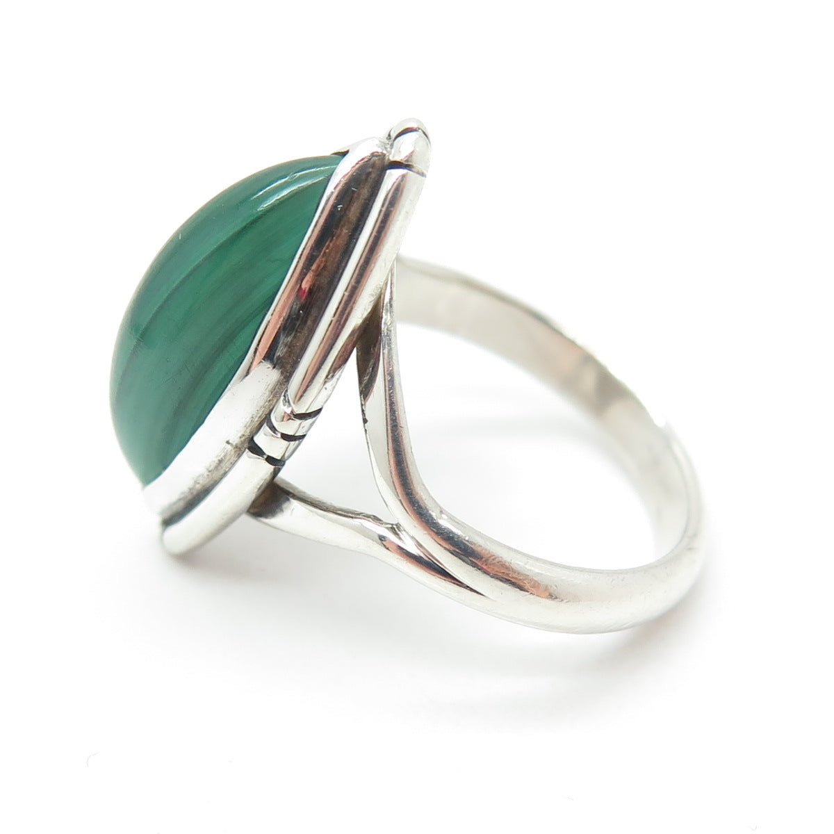 JAMES McCabe Navajo Old Pawn 925 Sterling Vintage Malachite Ring Size 7.5