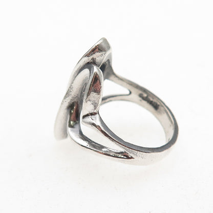 925 Sterling Silver Vintage Modernist Oxidized Ring Size 5.5